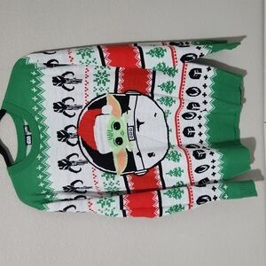 Ugly Christmas Sweater Star Wars Large White Green